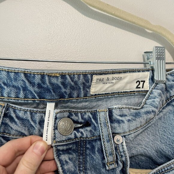 Rag & Bone Alex High-Rise Straight Jeans in Lucy Blue Size 27 - Picture 8 of 15
